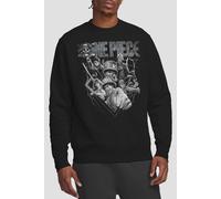 One Piece Straw Hat Crew Heavy Metal Sweatshirt, Black | Size: Large One Piece Black L