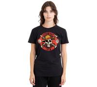 One Piece Straw Hat Crew Skull Ladies T Shirt, Black, Large