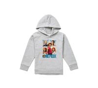 One Piece Straw Hat Group Youth Kids Pull-Over Hoodie, Athletic Heather in Grey | Size: 9-11 Years One Piece Grey 9-11 Years
