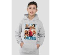 One Piece Straw Hat Group Youth Kids Pull-Over Hoodie, Athletic Heather One Piece Grey 5-6 Years