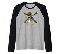 One Piece Straw Hat Jolly Roger Raglan Baseball Tee