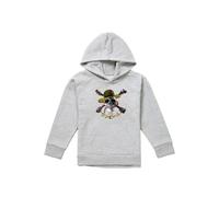 One Piece Straw Hat Jolly Roger Youth Kids Pull-Over Hoodie, Athletic Heather in Grey | Size: 7-8 Years One Piece Grey 7-8 Years