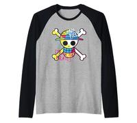One Piece Straw Hat Pirates Colour Logo Monkey D Luffy Raglan Baseball Tee