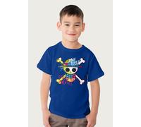 One Piece Straw Hat Pirates Colour Logo Monkey D Luffy T-Shirt in Royal | Size: 5-6 Years One Piece Royal 5-6 Years