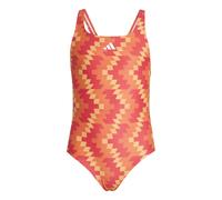 adidas Girl's Football-Inspired V-Back Graphic Swimsuit Kids, Lucid red, 14-15 Years