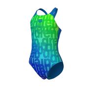 Arena Womens Girl's Multi Colours Swimsuit V Back One Piece, Blue River Multi-Blue River, 24 UK