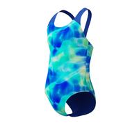 Speedo Girls Allover Printed Splashback Swimsuit - Blue/Green - Age 9-10