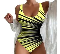 One Piece Swimsuit for Women Spring Sale Deals V Neck Tummy Control Rash Guard Swimsuit Women One Piece Gradient Color Long Swimming Costumes 1st Yellow