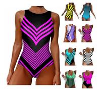 One Piece Swimsuit Push up, Plus Size Swimming Costume Spaghetti Strap Halterneck High Neck Zipper Short Sleeve Bathing Suit Retirement Gifts for Women Lightning Deals of The Day