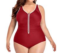 One Piece Swimsuit Shorts, Floral Print Monokini Swimsuit with Bikini Bottoms Vintage Print Scoop Neck 1 Piece Ruched Swimming Costumes Spring Summer Essentials Wine