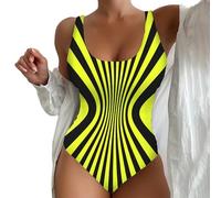 One Piece Swimsuit with Kimono, V Neck Breathable Beachwear Sequin No Rims Swimwear Built in Swim Brief Plus Size Swim Skirt Travel Essentials Outdoor Hiking Yellow