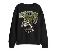One Piece Usopp Collegic Skull Kids Sweatshirt, Black, 9-11Y