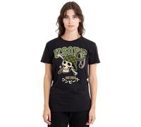 One Piece Usopp Collegic Skull Ladies T Shirt, Black, Small