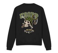 One Piece Usopp Collegic Skull Unisex Sweatshirt, Black, Large