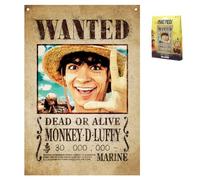 One Piece Wanted Poster Wall Banner - Officially Licensed Large Anime Decor, 125 x 85cm, Metal Eyelets for Hanging
