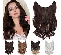 One Piece Wire In Hairpieces Matte Material Invisible Hair Extension Synthetic Wavy For Women Beauty, 20 Inch, Medium Brown