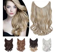 One Piece Wire In Hairpieces Matte Material Invisible Hair Extension Synthetic Wavy For Women Beauty, 20 Inch, Sandy Blonde & Bleach Blonde
