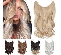 One Piece Wire In Hairpieces Matte Material Invisible Hair Extension Synthetic Wavy For Women Beauty, 20 Inch, Dark Blonde Mix Bleach Blonde