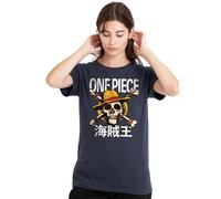 One Piece Women's Jolly Roger T-Shirt, Deep Navy | Size: XL One Piece Navy XL