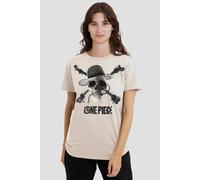 One Piece Women's Mono Skull Logo T-Shirt, Natural in Beige | Size: Medium One Piece Beige M