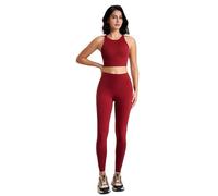 One-Piece Yoga Suit Naked Yoga Pants Set Clothing High-waisted Peach To Lift The Buttocks Fitness Suit Female Bra(Red set,L)