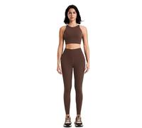 One-Piece Yoga Suit Naked Yoga Pants Set Clothing High-waisted Peach To Lift The Buttocks Fitness Suit Female Bra(Brown set,XL)