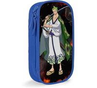 One Piece Zoro Anime Large-Capacity Pencil case, Stationery Bag, Multi-Function Stationery Box, Suitable for Young Men and Women-Blue SAOE