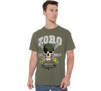 One Piece Zoro Collegic Skull Unisex T-Shirt, Light Olive, Large