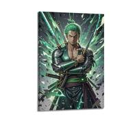 One Piece Zoro, Three Sword Style, Green Sword Energy Wrapped Around The Blade, Full Body Close-up Poster Canvas Wall Art For Living Room Bedroom Gaming Room Office Posters 08x12inch(20x30cm)