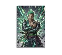 One Piece Zoro, Three Sword Style, Green Sword Energy Wrapped Around The Blade, Full Body Close-up Poster Canvas Wall Art For Living Room Bedroom Gaming Room Office Posters 20x30inch(50x75cm)