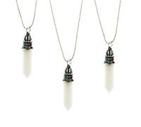 One Pieces Bohemian Ethnic Vintage Hexagon Bullet Shape Natural Stone Crystal Pendants With Beads Chain