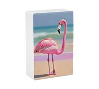 One Pink Flamingo on Beach Cigarette Case - Waterproof & Crush Proof Cigarette Holder Case for 20 King Size Cigarettes, Portable Pocket Size Travel Box for Men & Women