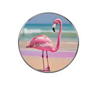 One Pink Flamingo on Beach Fridge Sticker Funny Fridge Magnets Novelty Round Fridge Magnets Reusable for Whiteboard, Locker, Kitchen, Office- Strong Decor Magnetic Stickers