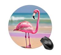 One Pink Flamingo on Beach Round Mouse Pad Smooth Glide Gaming Mousepad Extra Density Portable Comfortable Mouse Mat for Desk, Home, Office 7.8x7.8 Inches