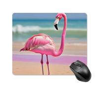 One Pink Flamingo on Beach Square Mouse Pad Portable Computer Mousepad with Non-Slip Rubber Base 18 * 22cm Ultra-Thin Gaming Mouse Mat for Computer Laptop Office Desk Accessories