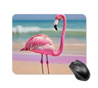 One Pink Flamingo on Beach Square Mouse Pad Portable Computer Mousepad with Non-Slip Rubber Base 20 * 25cm Ultra-Thin Gaming Mouse Mat for Computer Laptop Office Desk Accessories