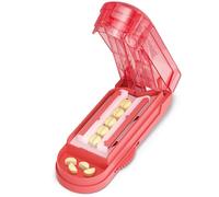 ONE PIX Pill Cutter Splitter for Small and Tiny Pills, Pill Splitter for Cutting Multiple Pills at a Time in Half with Hidden Sharp Stainless Steel Blade, Red