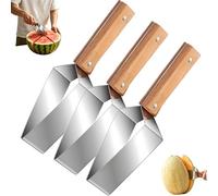 One-Press Watermelon Slicer Tool, Stainless Steel Melon Dicer, Non-Slip Handle Fruit Cutter, Easy Clean Kitchen Accessory for Watermelon Cantaloupe Honeydew (3 PCS)