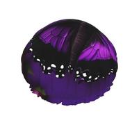 One Purple plum butterfly Print Shower Cap, Shower Cap for Women Reusable, Waterproof Bath Cap,Quick Drying Bath Hair Cap