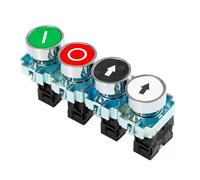 One push-button switch, self-resetting, small mushroom-shaped head, emergency stop, 22mm rotary knob, key start, and jog power-on.(XB2-BA3351)