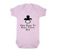 One Ring to Rule Them All Dummy Parody Baby Grow Vest, 6-12 Months, Pastel Pink