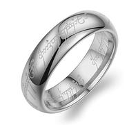 One Ring Wedding Band for Men by Ginger Lyne | Gold Tungsten Carbide Wedding Band for Women or Couples | 6mm Heavy Comfort Fit One Ring of Power Lords and Ladies Fantasy Bridal Jewelry for Him or Her