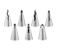 One Set of 7pcs Stainless Steel Russian Piping Nozzles - Piping Nozzles and Tips, Russian Ruffle Skirt Icing Piping Tips for Pastry, Cake, and Cupcake Decorating - Essential Baking Tools
