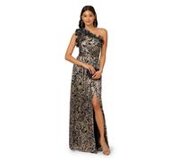 One Shoulder Crinkle Gown Adrianna Papell Navy 10