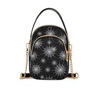 One Shoulder Purse Women Quilted Chain Strap Phone Wallet Handbag Art Print Zipper Designer Bowler Tote White Spider Webs Black Halloween
