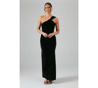 One Shoulder Twist Detail Velvet Maxi Bridesmaid Dress Coast Black 14