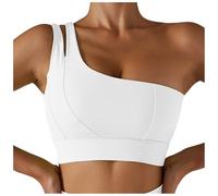ONE SHOULDER WOMENS UNDERWIRED Yoga Bra Seamless Design Ribbed Padded Yoga Bra for Jogging Everyday