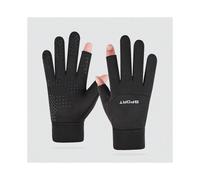 (One-sided black two-finger, One size) Men's and women's touch screen gloves plus velvet spring autumn winter exposed two-finger driving non-slip warm gloves single-sided refle...
