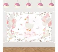One Silly Goose Backdrop 5 x 3ft 1st Birthday Party Decoration One Silly Goose Banner Background Pink Farm Animal Background Prop for 1st First 1 Year Old Birthday Party Decoration