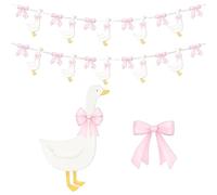 One Silly Goose Banner, 44-Piece Farm Animal Party Decor Set, Silly Goose Birthday Decorations for Baby Showers, Birthday Party, Nursery Room and Classroom Themes, Includes 20 Geese and 24 Bows